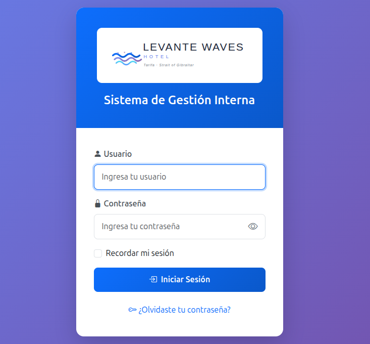 Imagen del inicio de sesión de la web